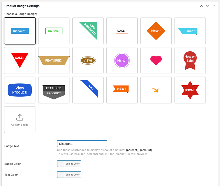 Product Badges for WooCommerce - Select a badge